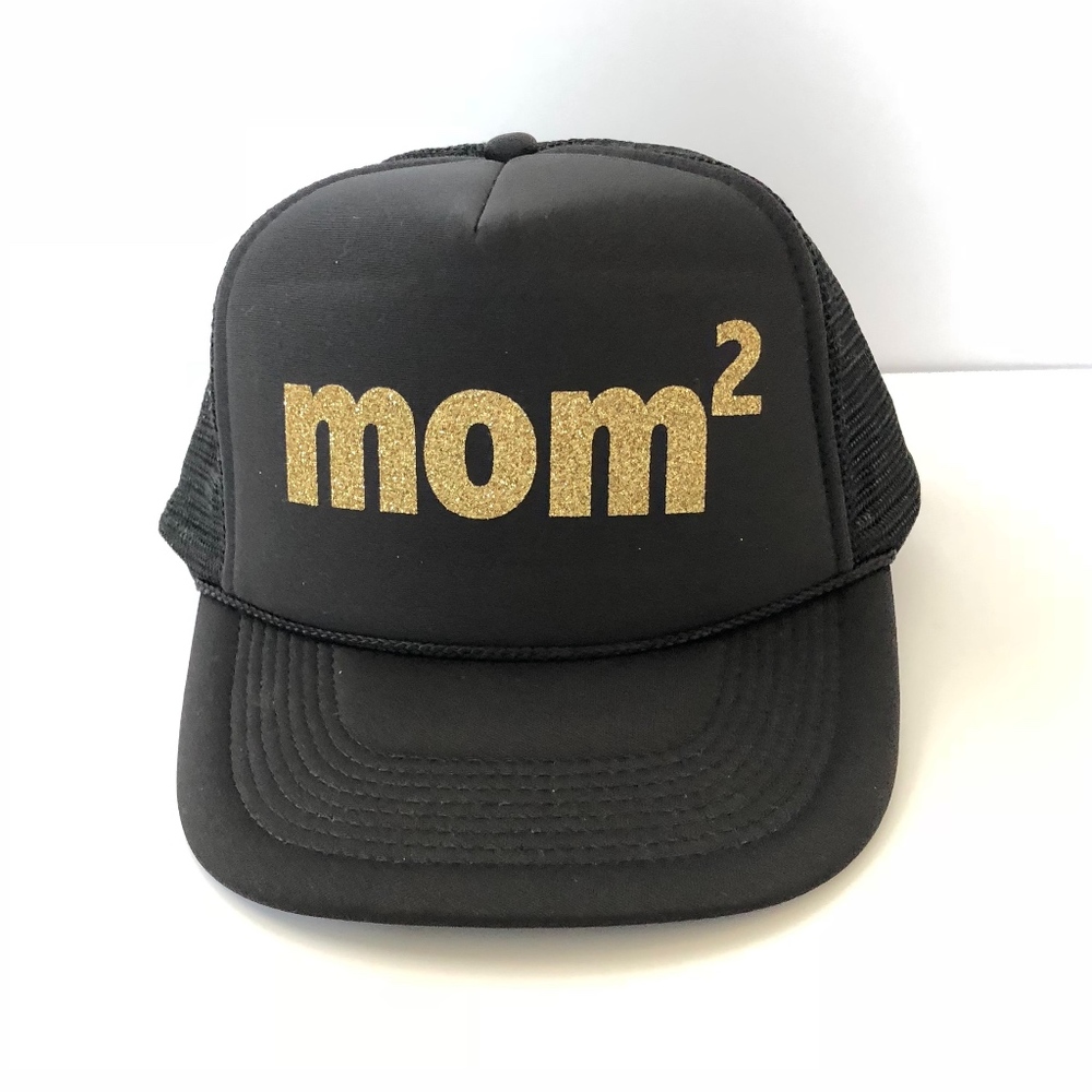 Trucker Hat. Mom 2  gold glitter